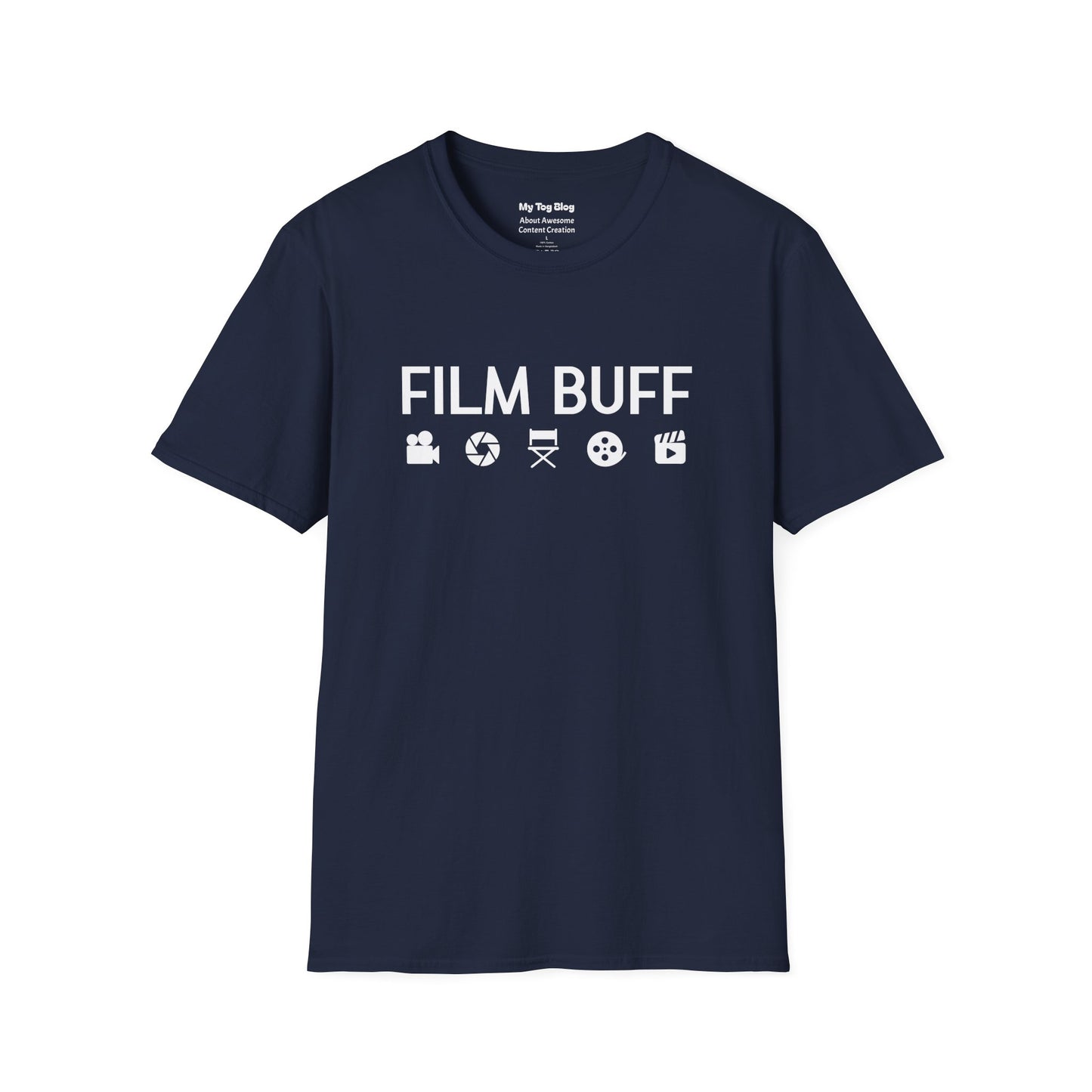 Film Buff Unisex Softstyle T-Shirt | Movie Lover Gift, Movie Night Apparel, Cinematic Fashion, Casual Tee, Gift for Film Enthusiasts