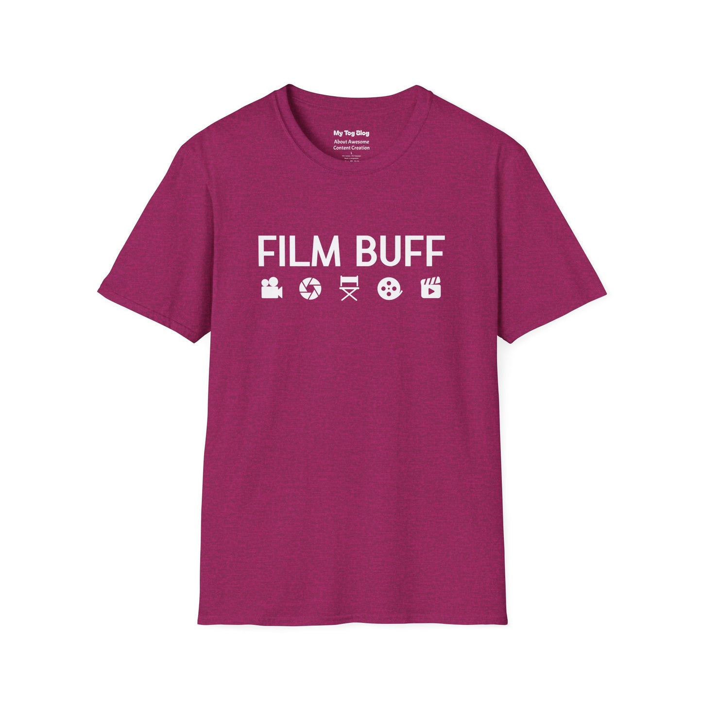 Film Buff Unisex Softstyle T-Shirt | Movie Lover Gift, Movie Night Apparel, Cinematic Fashion, Casual Tee, Gift for Film Enthusiasts