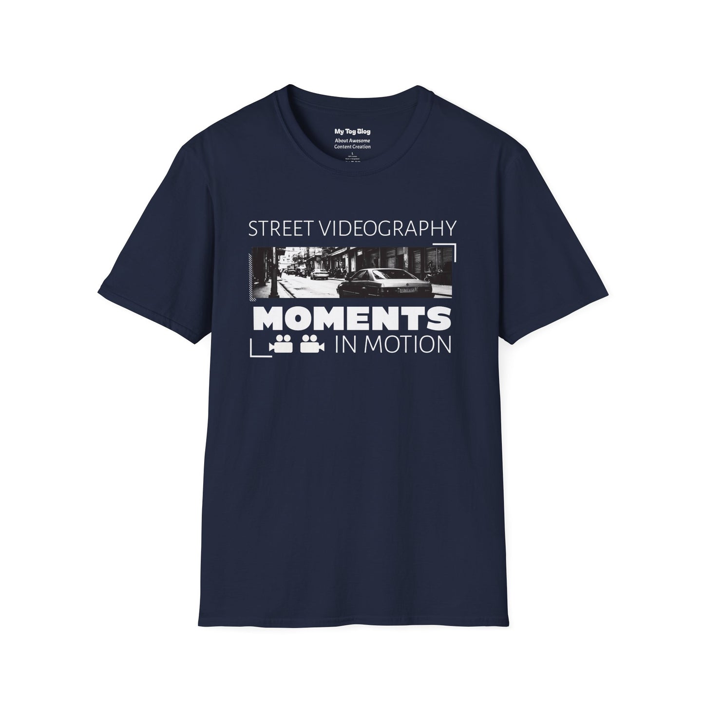 Street Videography T-Shirt — "Moments in Motion" Film Camera Tee