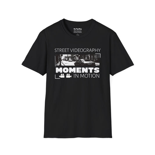 Street Videography T-Shirt — "Moments in Motion" Film Camera Tee