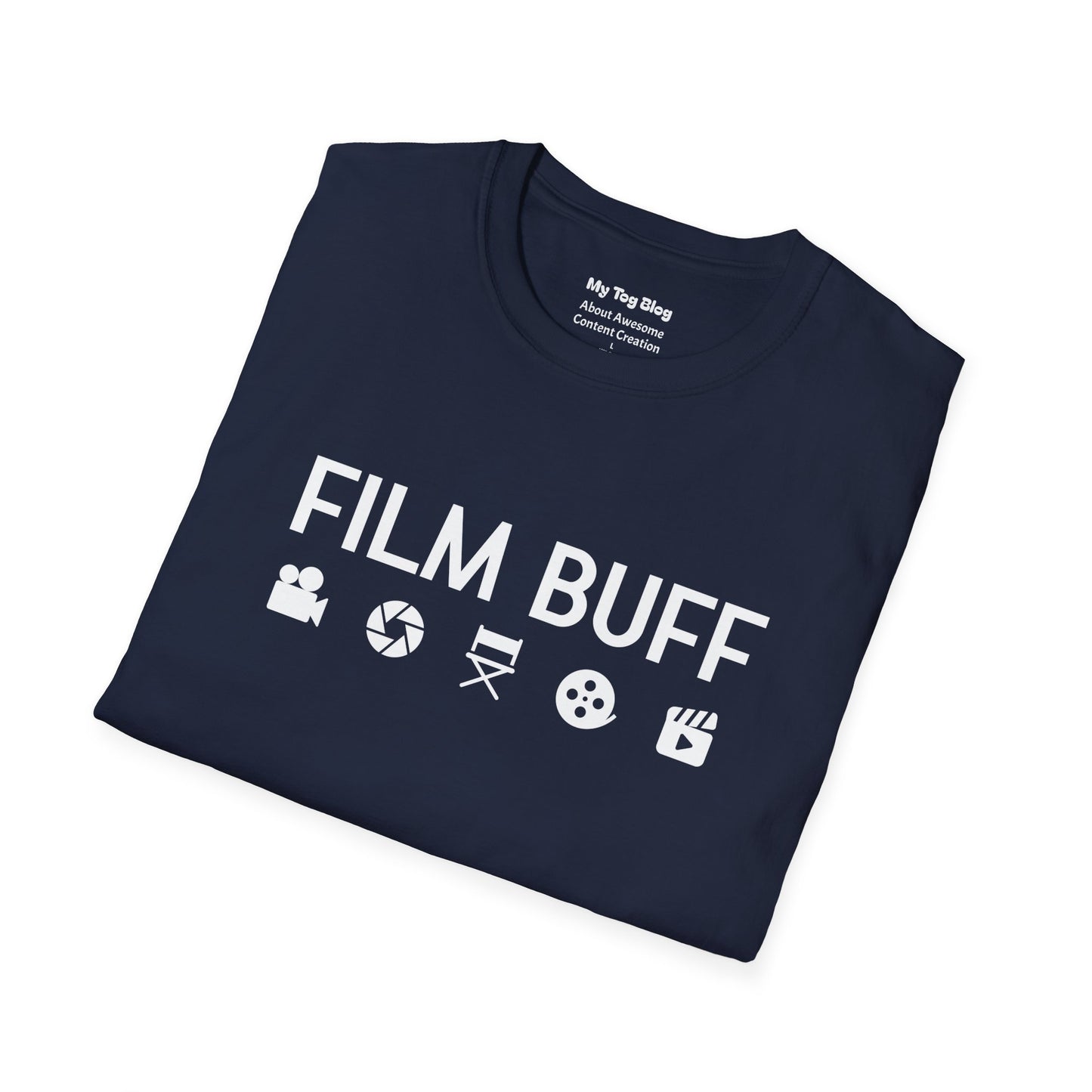 Film Buff Unisex Softstyle T-Shirt | Movie Lover Gift, Movie Night Apparel, Cinematic Fashion, Casual Tee, Gift for Film Enthusiasts