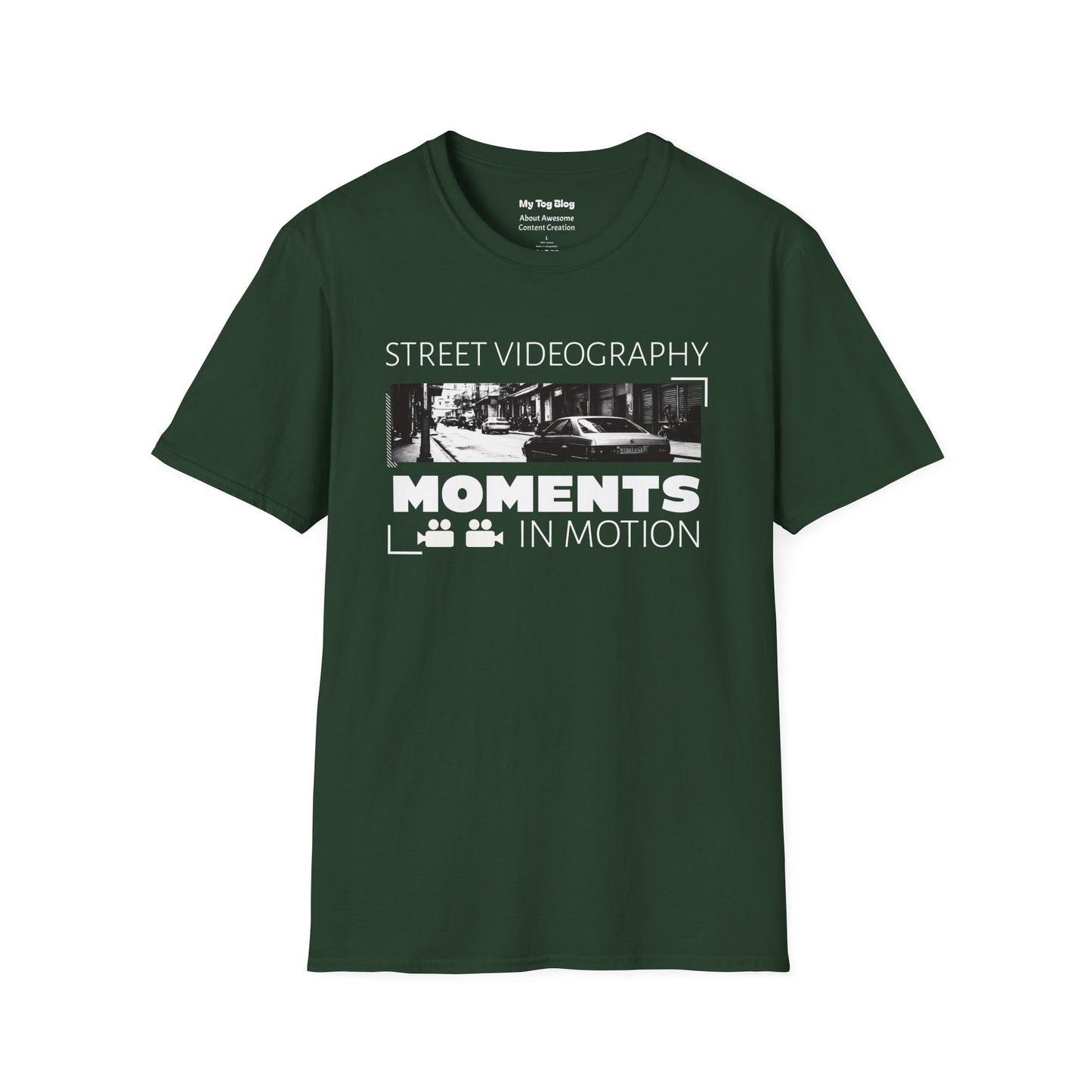 Street Videography T-Shirt — "Moments in Motion" Film Camera Tee