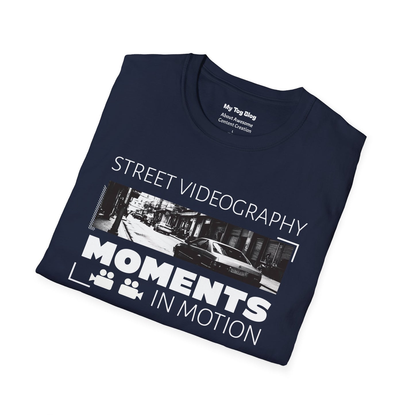 Street Videography T-Shirt — "Moments in Motion" Film Camera Tee