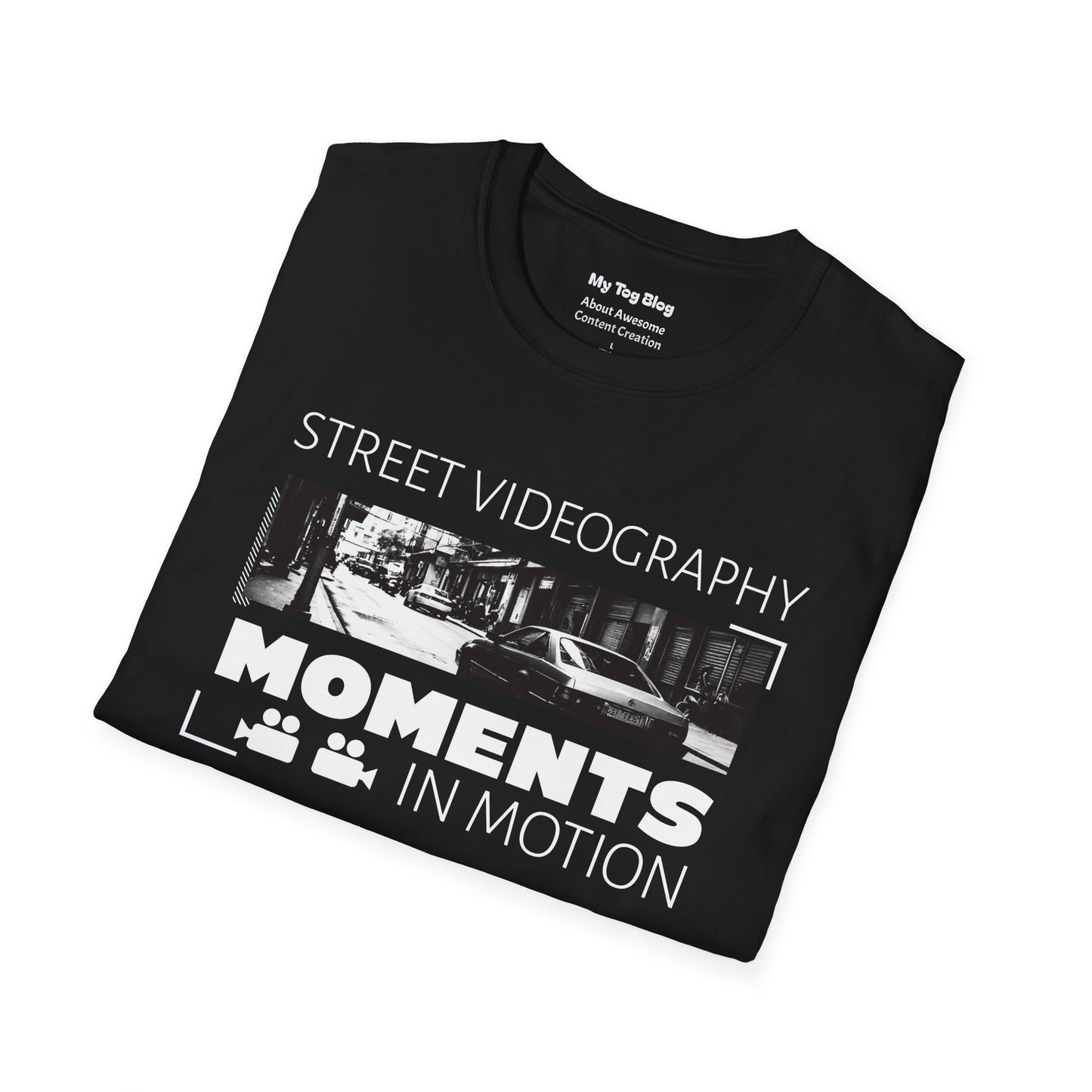 Street Videography T-Shirt — "Moments in Motion" Film Camera Tee