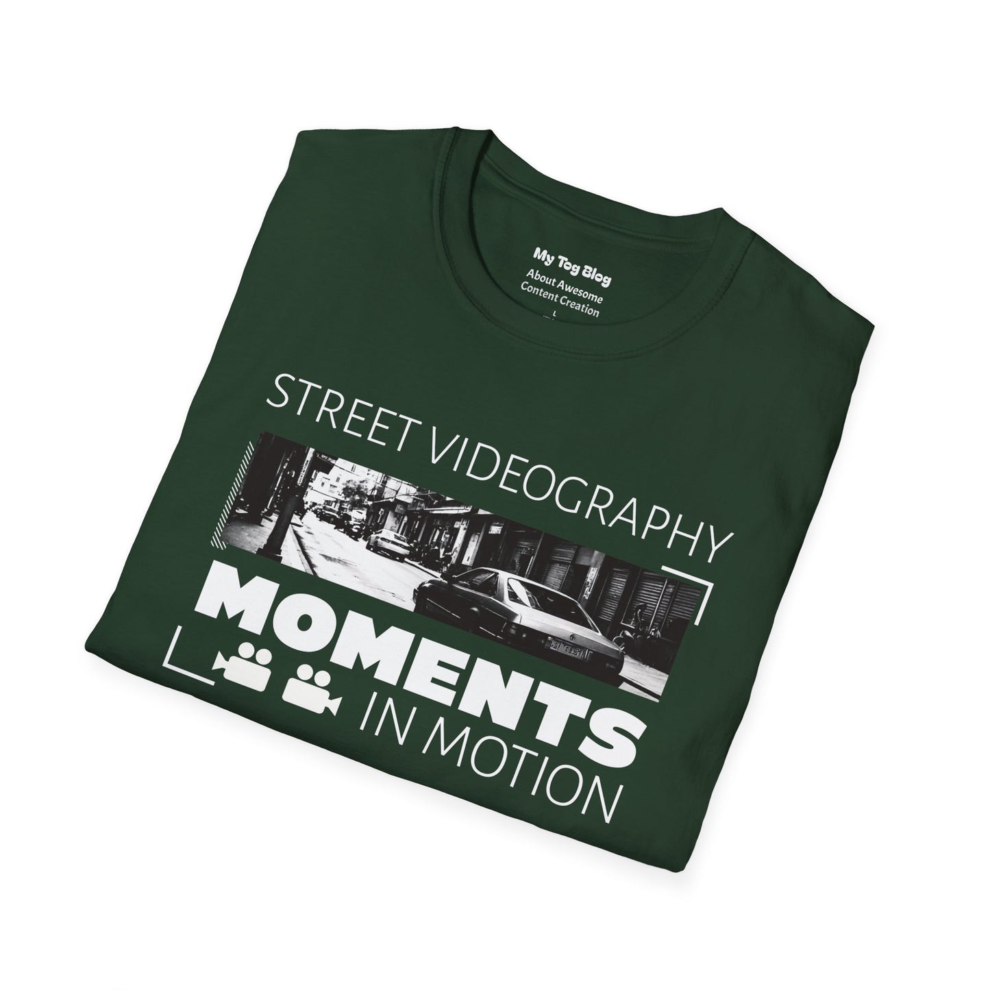 Street Videography T-Shirt — "Moments in Motion" Film Camera Tee