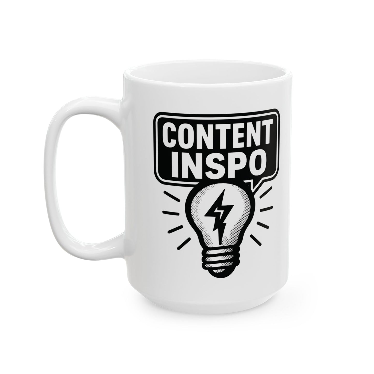 Coffee Mug - "Coffee Inspiring Content" Funny Office Ceramic Mug (15 oz)