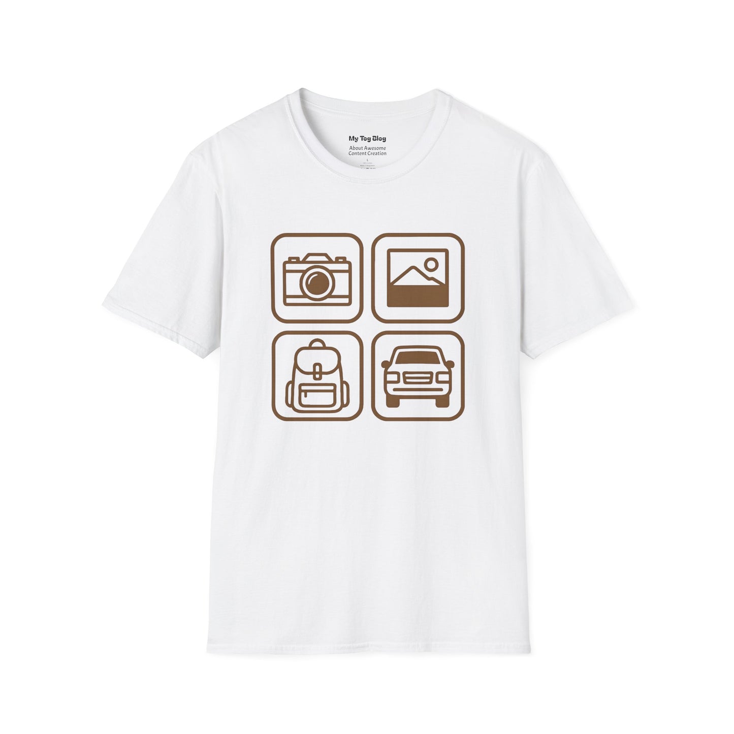 Photography Travel Icons T-Shirt - Adventure Inspired Tee for Travel enthusiasts and Photographers
