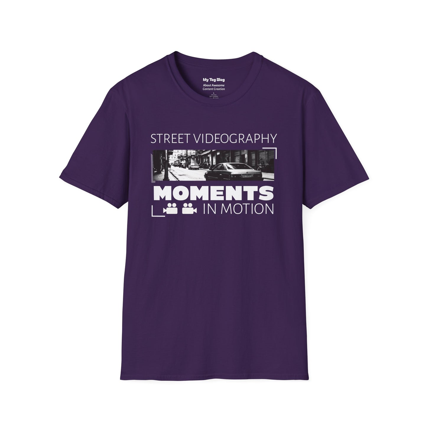 Street Videography T-Shirt — "Moments in Motion" Film Camera Tee