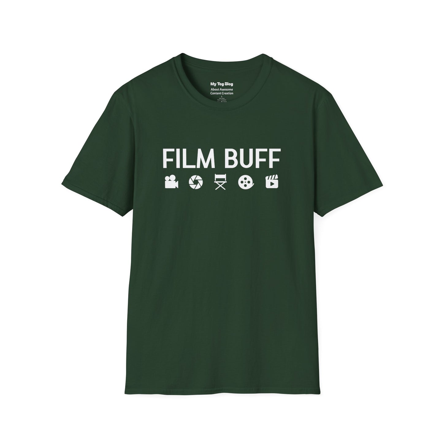 Film Buff Unisex Softstyle T-Shirt | Movie Lover Gift, Movie Night Apparel, Cinematic Fashion, Casual Tee, Gift for Film Enthusiasts