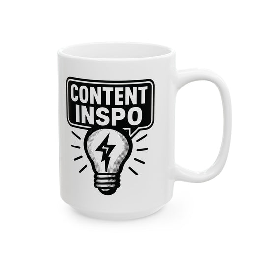 Coffee Mug - "Coffee Inspiring Content" Funny Office Ceramic Mug (15 oz)