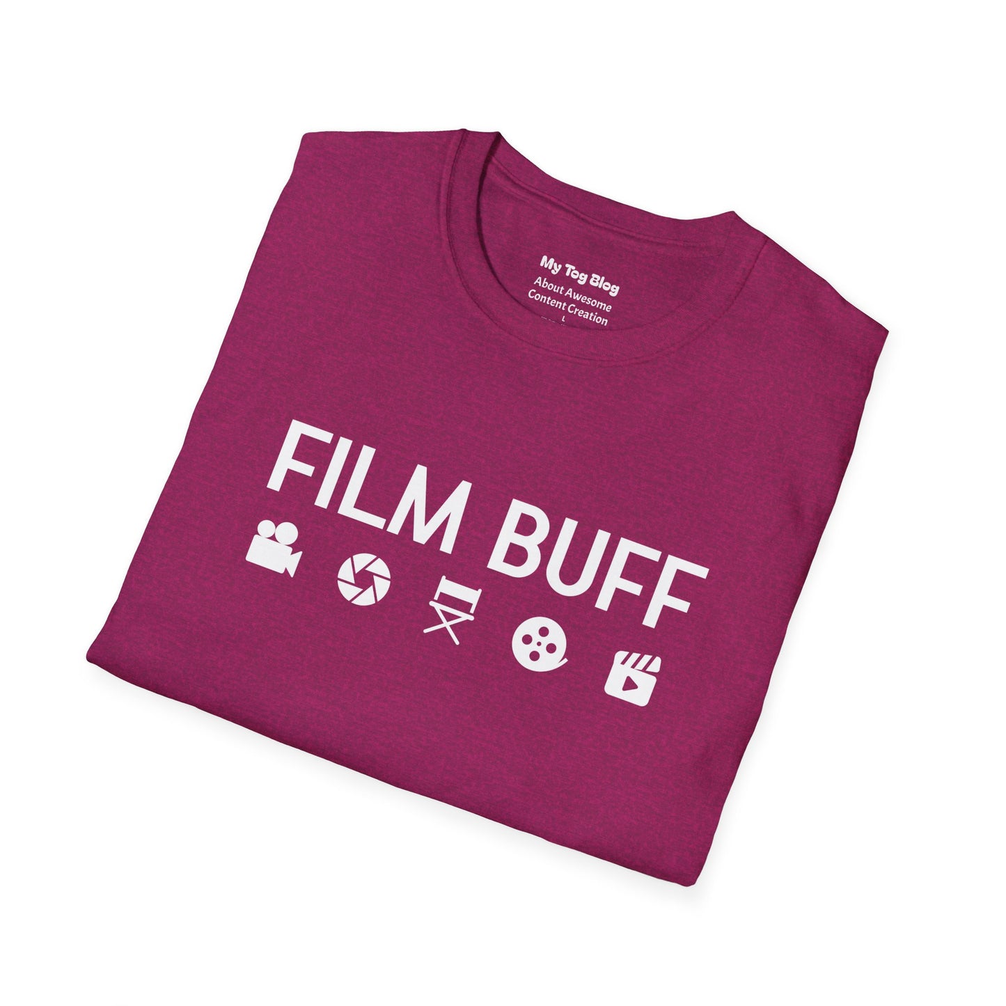 Film Buff Unisex Softstyle T-Shirt | Movie Lover Gift, Movie Night Apparel, Cinematic Fashion, Casual Tee, Gift for Film Enthusiasts